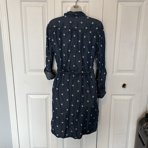 Velvet Heart sz M Polka Dot Denim Button down shirt Dress GUC B928 - Picture 5 of 10